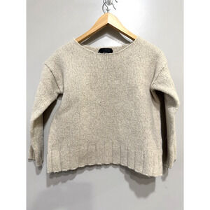 Nili Lotan 18-8 Crew neck Wool Yak beige cropped Sweater comfy lux Size M